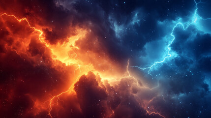 Clash of Elements: Fire vs. Ice in the Cosmic Lightning Storm