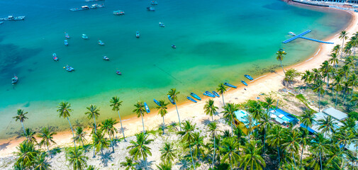 Aerial view of beautiful landscape in Thom island (a tranquil island with beautiful beach) in Phu...