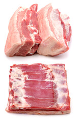 Pork belly on white background