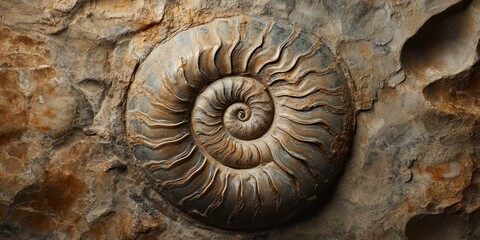 a fossilized ammonite shell, with spiral patterns and chambers revealed in stunning clarity