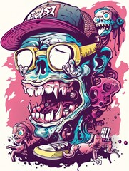 Obraz premium Doodle Art Illustration for Merchandise Clothing, Fashion Textile, Sport Apparel and Clothes Design Printing, Street Art Graffiti Pattern, Colorful Streetwear Design Bundle.