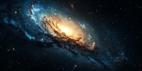 Fototapeta premium a barred spiral galaxy, showcasing its bright core and spiral arms filled with star-forming regions