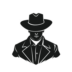 Silhouette of a man in a suit and hat, conveying mystery and intrigue.