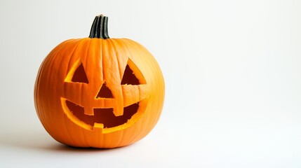 Creative Halloween Decoration with a Carved Smiling Pumpkin