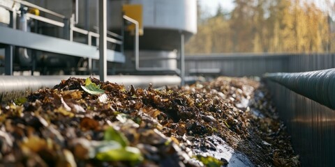 Obraz premium a biogas plant processing organic waste, capturing the innovation and sustainability of renewable energy