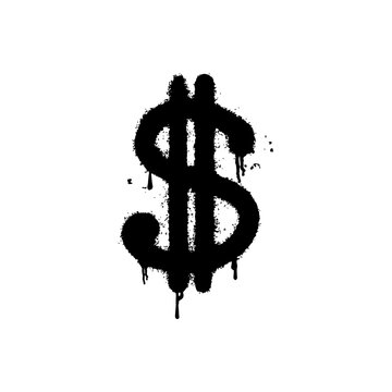 recommend clip art: Spray Graffiti Dollar symbol isolated on white background.
