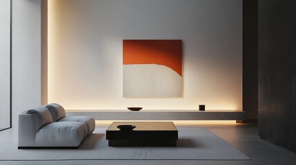 Minimalist Living Room Interior Design with Abstract Artwork