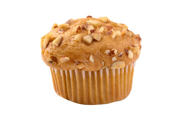 Vanilla almond muffin on transparent background