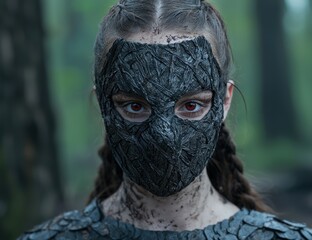 mysterious masked figure in the forest