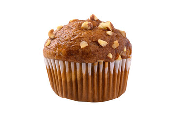 Chocolate almond muffin on transparent background