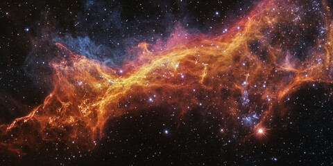 Obraz premium a distant supernova remnant, with expanding shells of gas and dust illuminated by the explosion