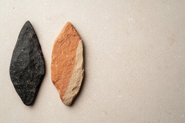 Obraz premium ancient stone tools on plain background