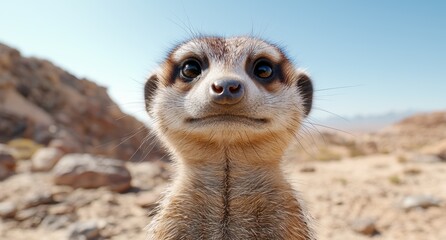 Curious meerkat looking at camera