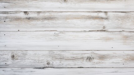 Fototapeta premium Weathered white wooden planks, showcasing a rustic texture with visible knots and grain patterns.
