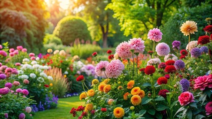 Obraz premium Lush floral blooms in a high-definition garden setting, flowers, green background, garden, ultra high-definition