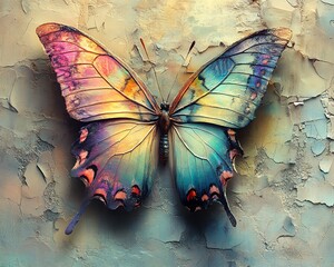 Artistic book cover with a detailed butterfly in flight