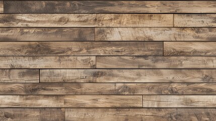 A textured wooden wall with various shades of brown, featuring horizontal planks arranged in a staggered pattern. The wood has a rustic appearance with visible grain and knots.