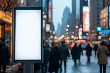 Obraz premium A blank billboard on a busy city street, highlighting urban energy and potential.