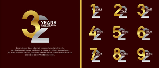 anniversary logo style set with silver and golden color can be use for celebration moment