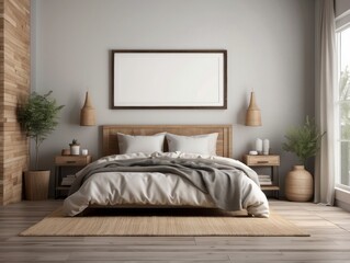 Modern Minimalist Bedroom Interior Design with Wooden Accents