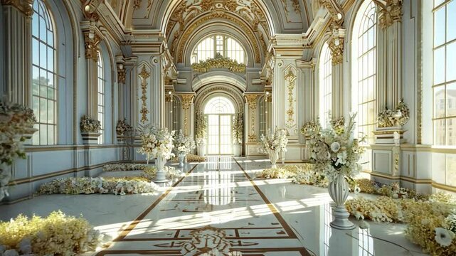A beautifully decorated wedding venue, capturing elegance and romance.