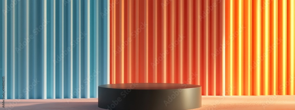 Poster minimalistic abstract background with a pedestal in 3d rendering