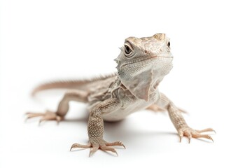 Fototapeta premium Close-up of a Bearded Dragon Lizard on White Background
