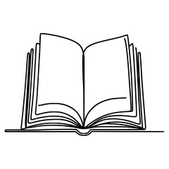 one line drawing open book science vector illustration template design