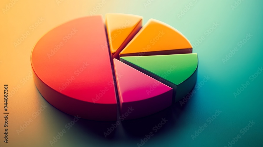 Fototapete a close-up of a pie chart showing budget breakdown, with each slice highlighted and labeled for clar