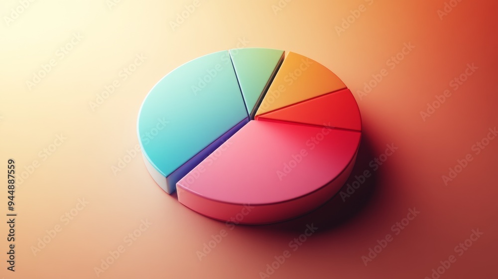 Fototapete a close-up of a pie chart showing budget breakdown, with each slice highlighted and labeled for clar