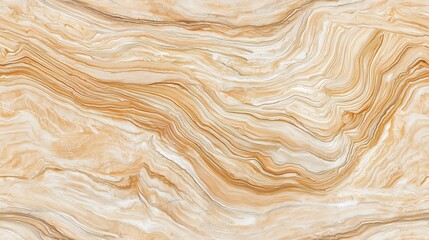 Obraz premium Textured surface featuring wavy patterns in shades of beige, cream, and light brown, resembling natural stone or marble.