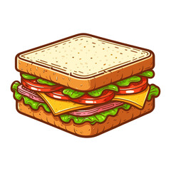 Sandwich cartoon clip art illustration for restaurant menu poster