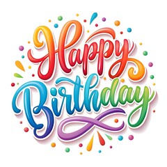 A happy birthday card with colorful letters and the words happy birthday on it