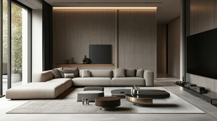 Modern Living Room with Sectional Sofa and Coffee Table