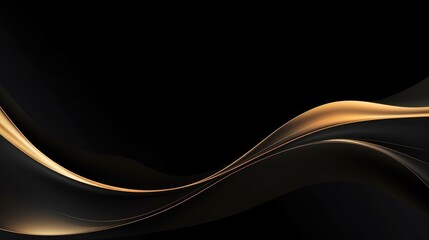 Free abstract black background with gold wave