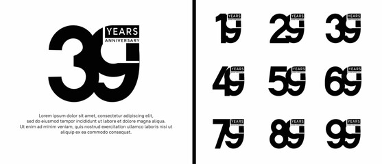 anniversary logo style set with black color can be use for celebration moment