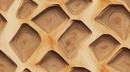 Obraz premium Textured wooden surface featuring a geometric pattern of recessed diamond shapes, showcasing natural wood grain and warm tones.