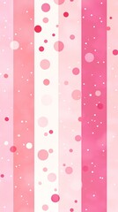 Colorful pink and white striped pattern with circular bokeh effects.
