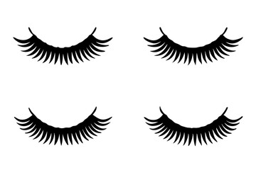 Obraz premium 4 different reusable self-adhesive mink eyelash vector illustrations on a white background