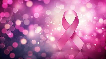 Pink ribbon awarness month concept background with bokeh ai generated art