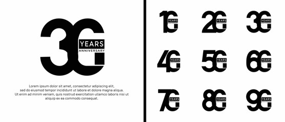 anniversary logo style set with black color can be use for celebration moment