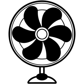 recommend clip art: Electric Fan Black Silhouette Line Art Vector
