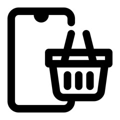 application, online shop, online store, ecommerce, mobile outline icon