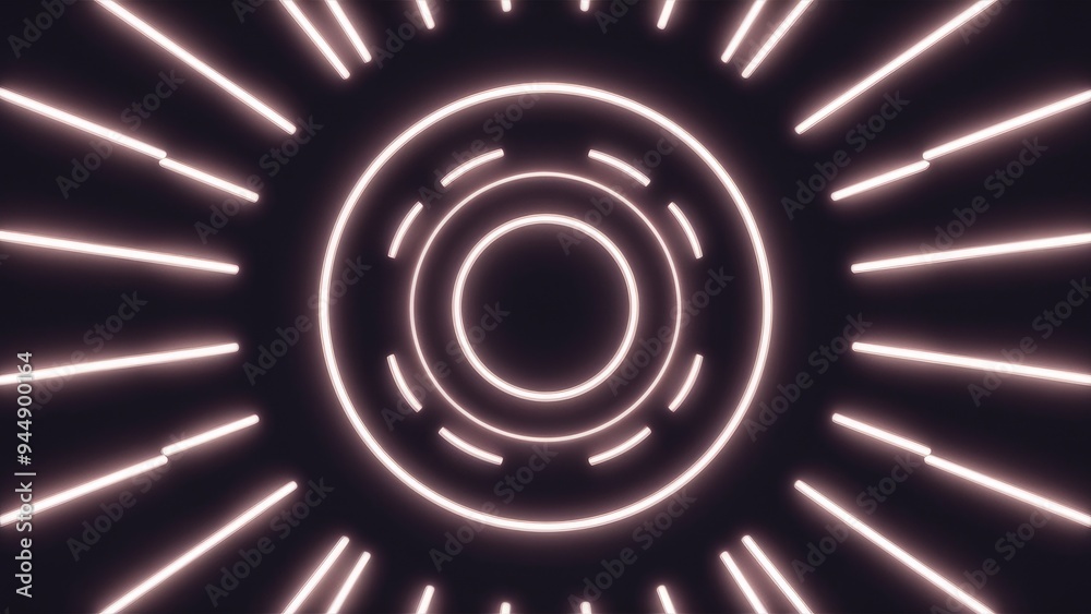 Poster neon pattern on black background: image game screen concept for digital interface, communication, an