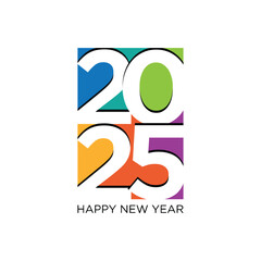 Number and letter Happy New Year 2025 element design