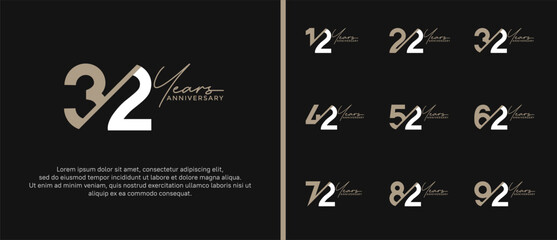 anniversary logo style set with brown and white color can be use for celebration moment