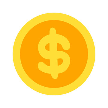 Gold dollar money coin vector illustration isolated on white background, golden coin flat icon design, money clip art