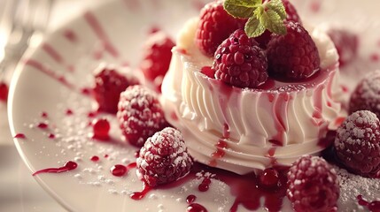 mousse with raspberries