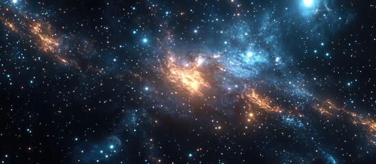 Fototapeta premium Dark interstellar space illustrated in 3D cartoon rendering