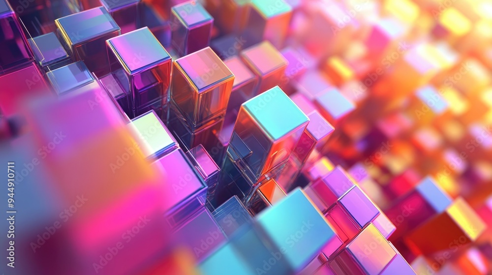 Poster extruded abstract fractal background featuring 3d cartoon rendering modern art painting with futuris